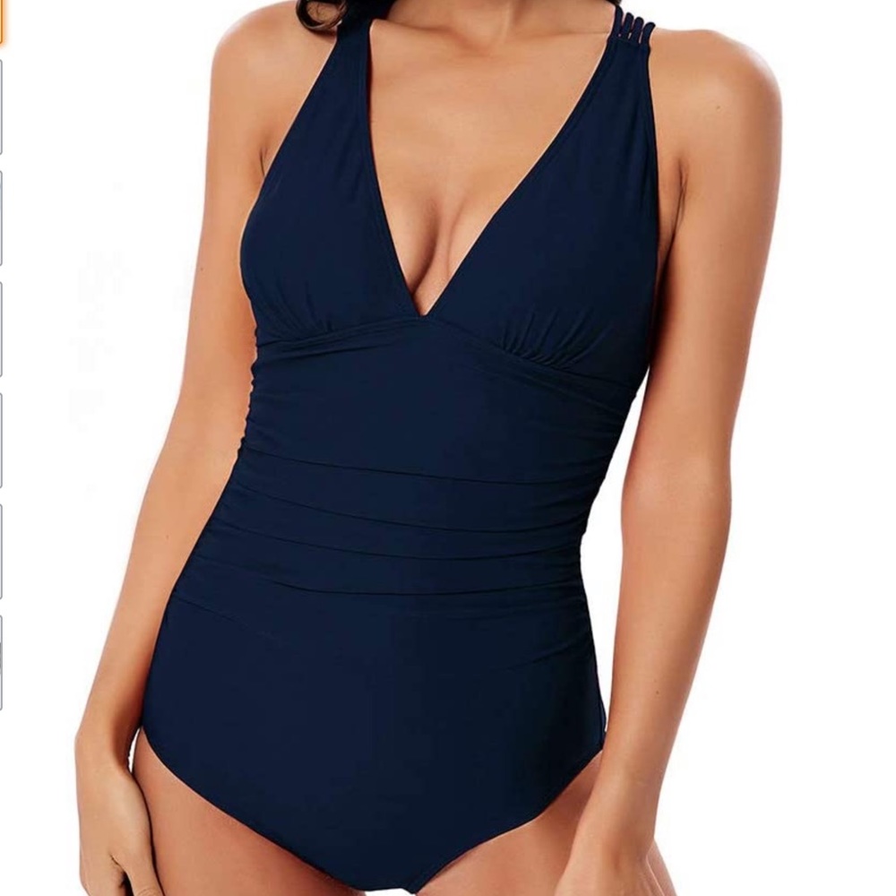 NWT XXL Tummy Control one piece Swimsuit navy